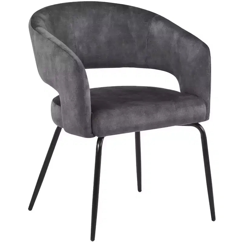 Sedia da pranzo LeisureMod imbottita in pelle con schienale curvo aperto e gambe in ferro Collezione Gavin Set da 4