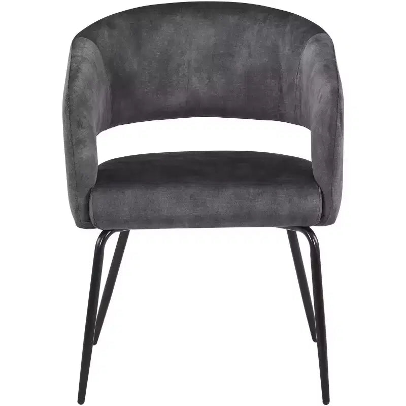 Sedia da pranzo LeisureMod imbottita in pelle con schienale curvo aperto e gambe in ferro Collezione Gavin Set da 4