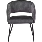 Sedia da pranzo LeisureMod imbottita in pelle con schienale curvo aperto e gambe in ferro Collezione Gavin Set da 4