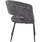 Sedia da pranzo LeisureMod imbottita in pelle con schienale curvo aperto e gambe in ferro Collezione Gavin Set da 4