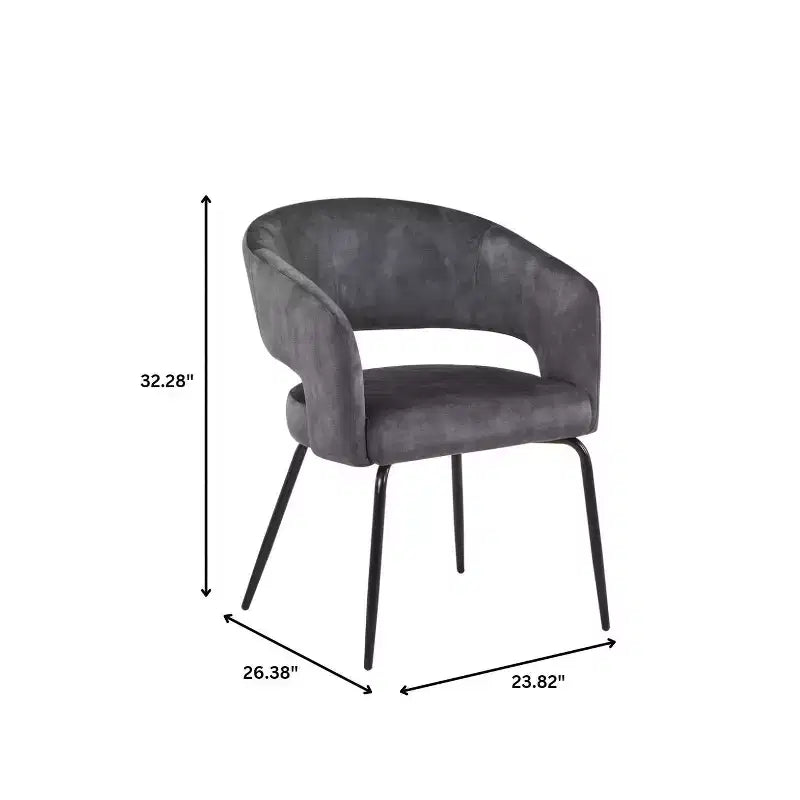 Sedia da pranzo LeisureMod imbottita in pelle con schienale curvo aperto e gambe in ferro Collezione Gavin Set da 4