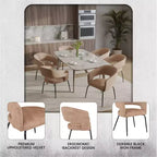 Sedia da pranzo LeisureMod imbottita in pelle con schienale curvo aperto e gambe in ferro Collezione Gavin Set da 4