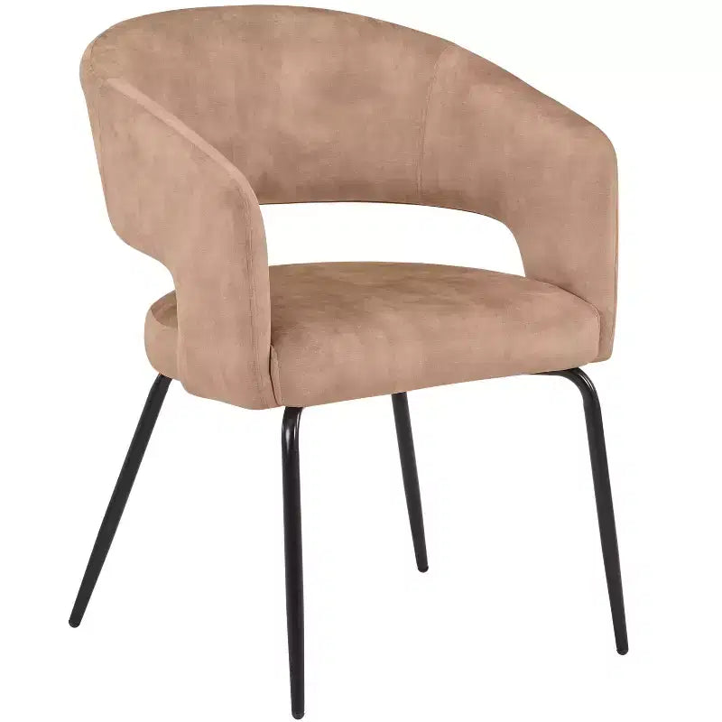 Sedia da pranzo LeisureMod imbottita in pelle con schienale curvo aperto e gambe in ferro Collezione Gavin Set da 4