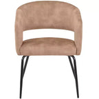 Sedia da pranzo LeisureMod imbottita in pelle con schienale curvo aperto e gambe in ferro Collezione Gavin Set da 4