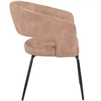 Sedia da pranzo LeisureMod imbottita in pelle con schienale curvo aperto e gambe in ferro Collezione Gavin Set da 4