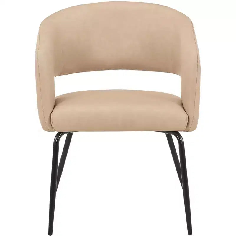 Sedia da pranzo LeisureMod imbottita in pelle con schienale curvo aperto e gambe in ferro Collezione Gavin Set da 4