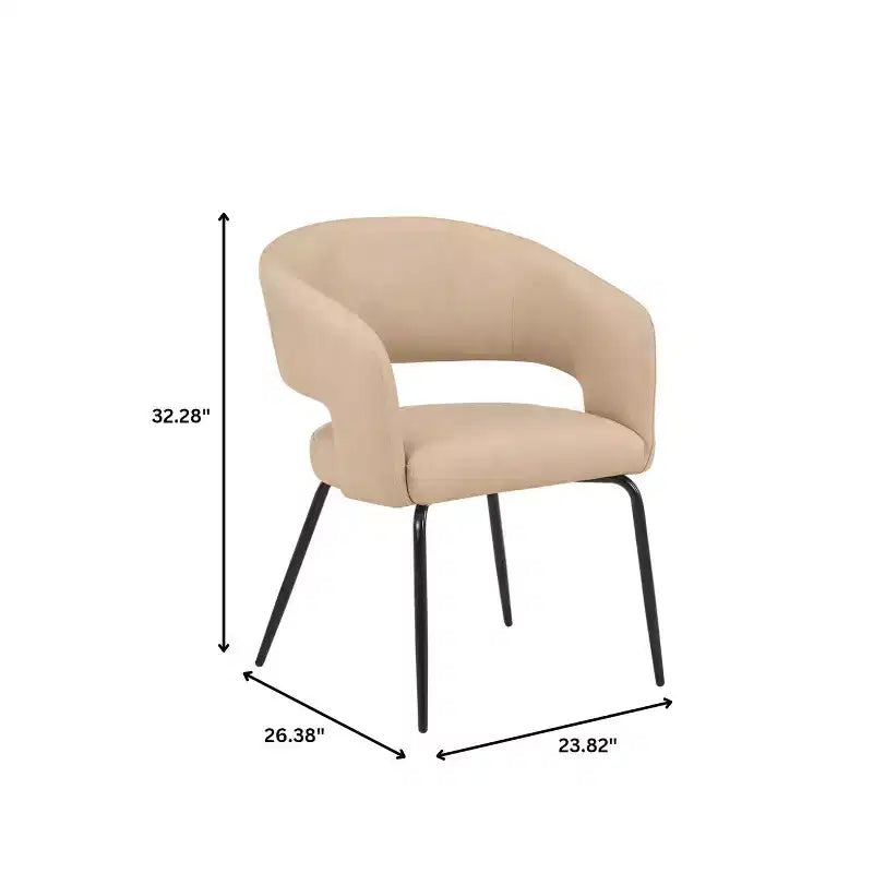 Sedia da pranzo LeisureMod imbottita in pelle con schienale curvo aperto e gambe in ferro Collezione Gavin Set da 4