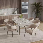 Sedia da pranzo LeisureMod imbottita in pelle con schienale curvo aperto e gambe in ferro Collezione Gavin Set da 4