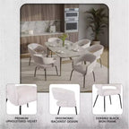 Sedia da pranzo LeisureMod imbottita in pelle con schienale curvo aperto e gambe in ferro Collezione Gavin Set da 4