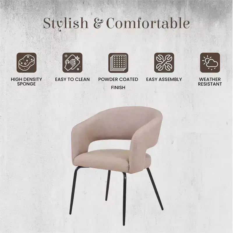 Sedia da pranzo LeisureMod imbottita in pelle con schienale curvo aperto e gambe in ferro Collezione Gavin Set da 4