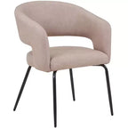 Sedia da pranzo LeisureMod imbottita in pelle con schienale curvo aperto e gambe in ferro Collezione Gavin Set da 4