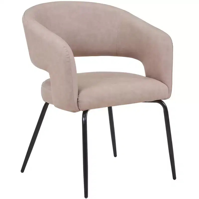 Sedia da pranzo LeisureMod imbottita in pelle con schienale curvo aperto e gambe in ferro Collezione Gavin Set da 4