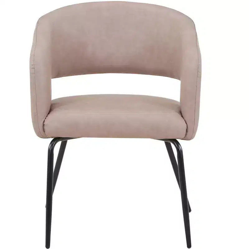 Sedia da pranzo LeisureMod imbottita in pelle con schienale curvo aperto e gambe in ferro Collezione Gavin Set da 4