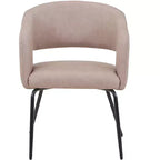 Sedia da pranzo LeisureMod imbottita in pelle con schienale curvo aperto e gambe in ferro Collezione Gavin Set da 4