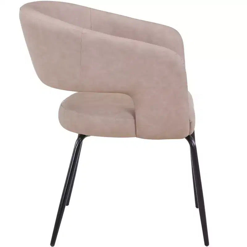 Sedia da pranzo LeisureMod imbottita in pelle con schienale curvo aperto e gambe in ferro Collezione Gavin Set da 4