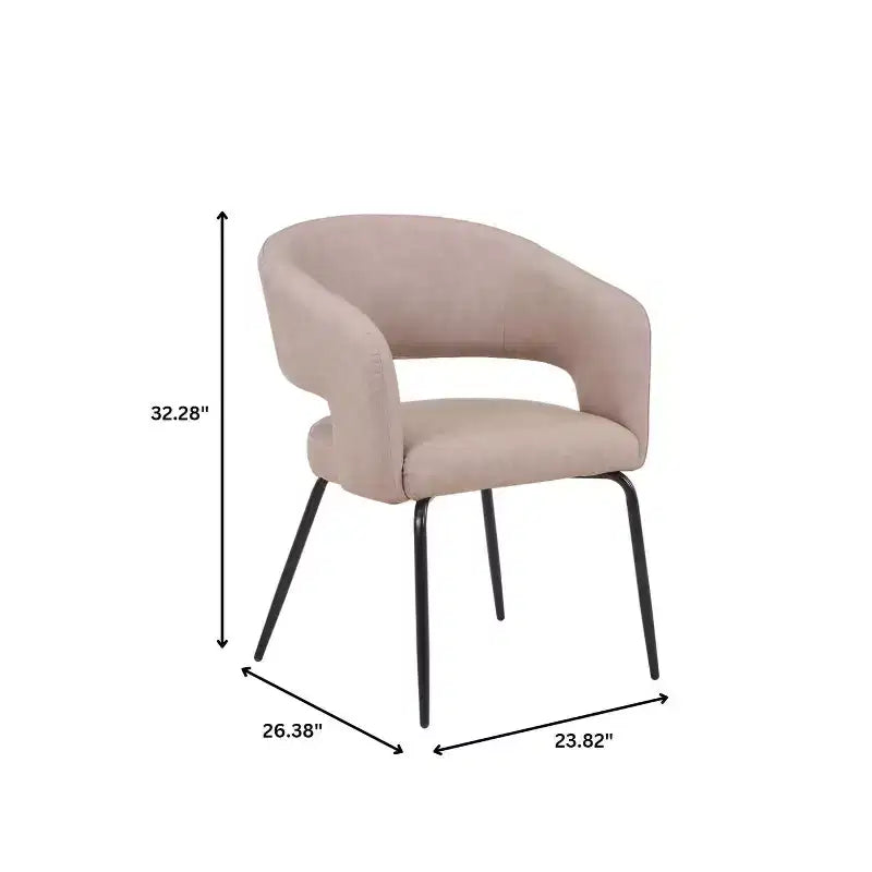 Sedia da pranzo LeisureMod imbottita in pelle con schienale curvo aperto e gambe in ferro Collezione Gavin Set da 4