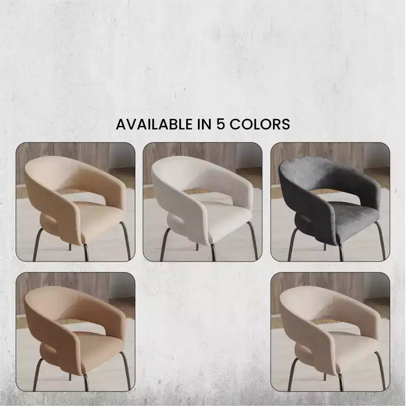 Sedia da pranzo LeisureMod imbottita in pelle con schienale curvo aperto e gambe in ferro Collezione Gavin Set da 4