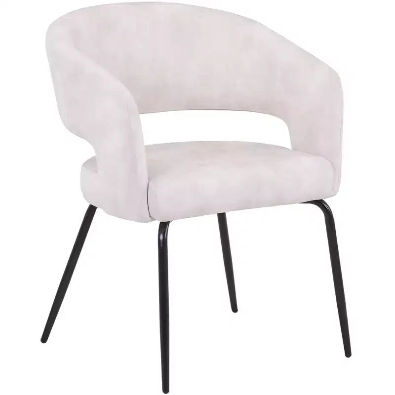Sedia da pranzo LeisureMod imbottita in pelle con schienale curvo aperto e gambe in ferro Collezione Gavin Set da 4