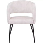 Sedia da pranzo LeisureMod imbottita in pelle con schienale curvo aperto e gambe in ferro Collezione Gavin Set da 4