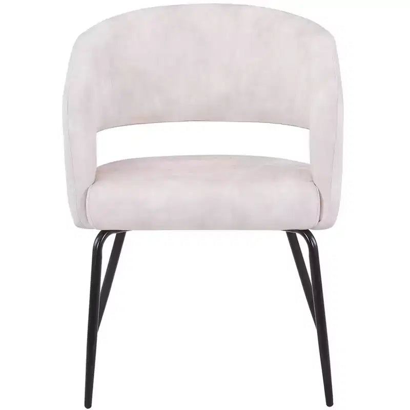 Sedia da pranzo LeisureMod imbottita in pelle con schienale curvo aperto e gambe in ferro Collezione Gavin Set da 4