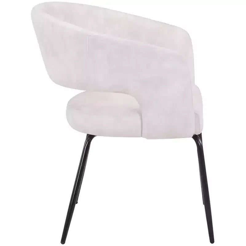 Sedia da pranzo LeisureMod imbottita in pelle con schienale curvo aperto e gambe in ferro Collezione Gavin Set da 4