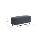 Panca contenitore Ellipse con seduta imbottita e gambe in metallo nero – Velluto blu acciaio / Ecopelle marrone / Bouclé crema, Singola