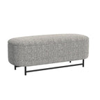 Panca contenitore Ellipse con seduta imbottita e gambe in metallo nero – Velluto blu acciaio / Ecopelle marrone / Bouclé crema, Singola
