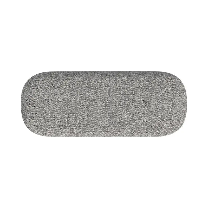 Panca contenitore Ellipse con seduta imbottita e gambe in metallo nero – Velluto blu acciaio / Ecopelle marrone / Bouclé crema, Singola