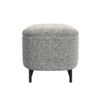 Panca contenitore Ellipse con seduta imbottita e gambe in metallo nero – Velluto blu acciaio / Ecopelle marrone / Bouclé crema, Singola