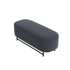 Panca contenitore Ellipse con seduta imbottita e gambe in metallo nero – Velluto blu acciaio / Ecopelle marrone / Bouclé crema, Singola