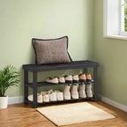 Panca Scarpiera, Porta Scarpe a 3 Livelli in Bambù, Panca da Ingresso, Capacità di Carico fino a 130 kg, 28,7 x 89,9 x 45,2 cm, per Ingresso Bagno Camera da Letto