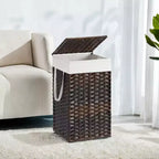 Laundry Hamper with Lid 17.2 Gallon Rattan Clothes Laundry Basket with Lid and Handles Foldable Removable Liner for Laundry Room