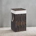 Cesto Portabiancheria con Coperchio da 65 Litri, Cesto Portabiancheria in Rattan con Coperchio e Maniglie, Pieghevole, Fodera Rimovibile per Lavanderia