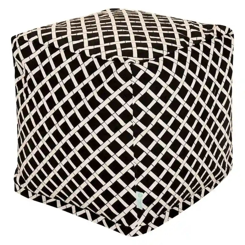 Pouf/Cubo Ottomano da Interno/Esterno con Rivestimento Rimovibile Lavabile – Arancione Bruciato / Nero / Salvia / Cioccolato, Singolo
