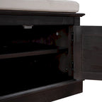 Panca contenitore a 4 ante con cuscino rimovibile in lino e ripiani regolabili – Grigio lavato / Blu marino anticato / Bianco / Espresso, Singola