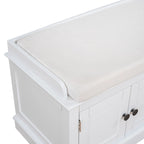 Panca contenitore a 4 ante con cuscino rimovibile in lino e ripiani regolabili – Grigio lavato / Blu marino anticato / Bianco / Espresso, Singola