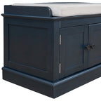 Panca contenitore a 4 ante con cuscino rimovibile in lino e ripiani regolabili – Grigio lavato / Blu marino anticato / Bianco / Espresso, Singola