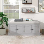 Panca contenitore a 4 ante con cuscino rimovibile in lino e ripiani regolabili – Grigio lavato / Blu marino anticato / Bianco / Espresso, Singola