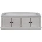Panca contenitore a 4 ante con cuscino rimovibile in lino e ripiani regolabili – Grigio lavato / Blu marino anticato / Bianco / Espresso, Singola