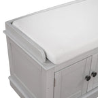 Panca contenitore a 4 ante con cuscino rimovibile in lino e ripiani regolabili – Grigio lavato / Blu marino anticato / Bianco / Espresso, Singola