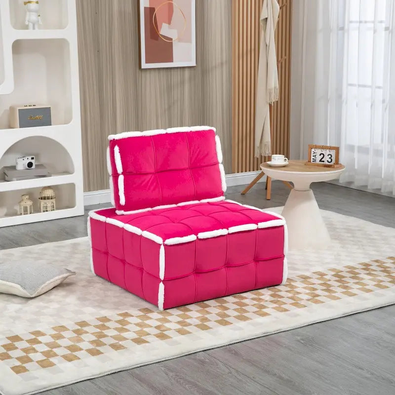 Poltrona d'accento senza braccioli in velluto con cuscino posteriore rimovibile e gambe in legno di caucciù – Arancione / Beige / Blu / Rosso / Giallo / Verde, Singola