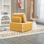 Poltrona d'accento senza braccioli in velluto con cuscino posteriore rimovibile e gambe in legno di caucciù – Arancione / Beige / Blu / Rosso / Giallo / Verde, Singola
