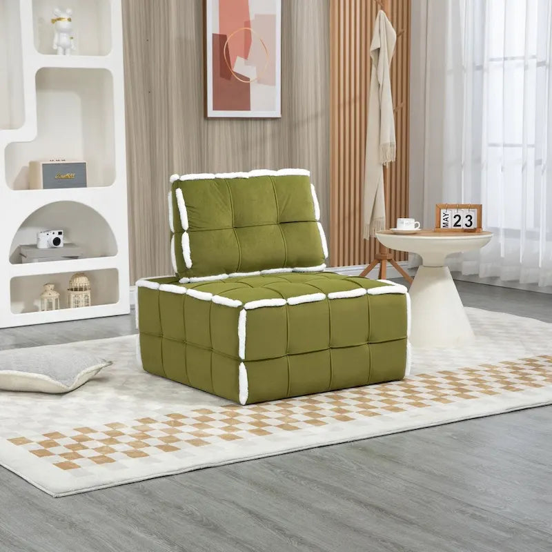 Poltrona d'accento senza braccioli in velluto con cuscino posteriore rimovibile e gambe in legno di caucciù – Arancione / Beige / Blu / Rosso / Giallo / Verde, Singola
