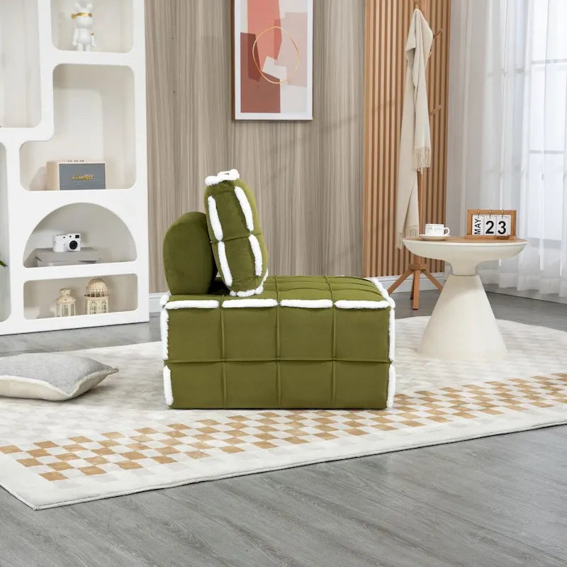 Poltrona d'accento senza braccioli in velluto con cuscino posteriore rimovibile e gambe in legno di caucciù – Arancione / Beige / Blu / Rosso / Giallo / Verde, Singola