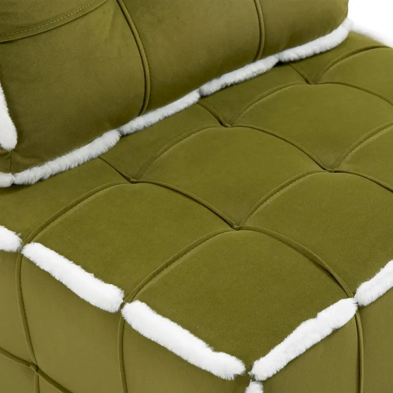Poltrona d'accento senza braccioli in velluto con cuscino posteriore rimovibile e gambe in legno di caucciù – Arancione / Beige / Blu / Rosso / Giallo / Verde, Singola