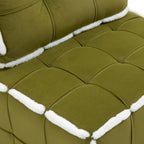 Poltrona d'accento senza braccioli in velluto con cuscino posteriore rimovibile e gambe in legno di caucciù – Arancione / Beige / Blu / Rosso / Giallo / Verde, Singola
