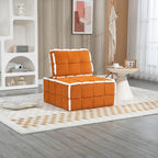 Poltrona d'accento senza braccioli in velluto con cuscino posteriore rimovibile e gambe in legno di caucciù – Arancione / Beige / Blu / Rosso / Giallo / Verde, Singola