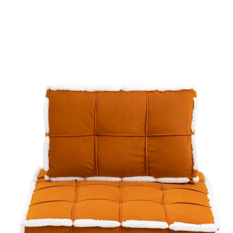 Poltrona d'accento senza braccioli in velluto con cuscino posteriore rimovibile e gambe in legno di caucciù – Arancione / Beige / Blu / Rosso / Giallo / Verde, Singola