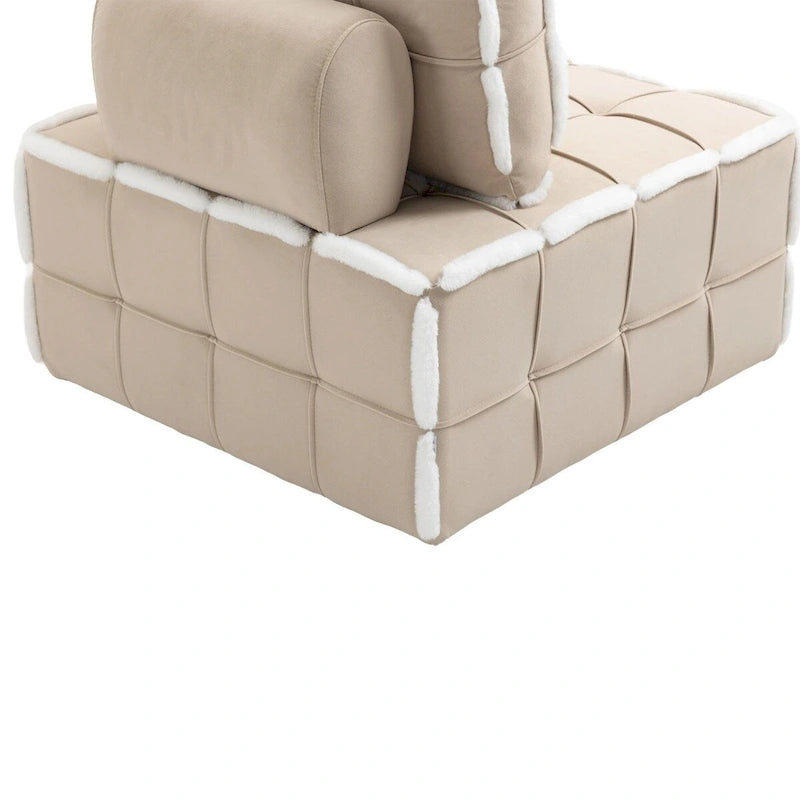 Poltrona d'accento senza braccioli in velluto con cuscino posteriore rimovibile e gambe in legno di caucciù – Arancione / Beige / Blu / Rosso / Giallo / Verde, Singola