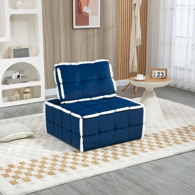 Poltrona d'accento senza braccioli in velluto con cuscino posteriore rimovibile e gambe in legno di caucciù – Arancione / Beige / Blu / Rosso / Giallo / Verde, Singola